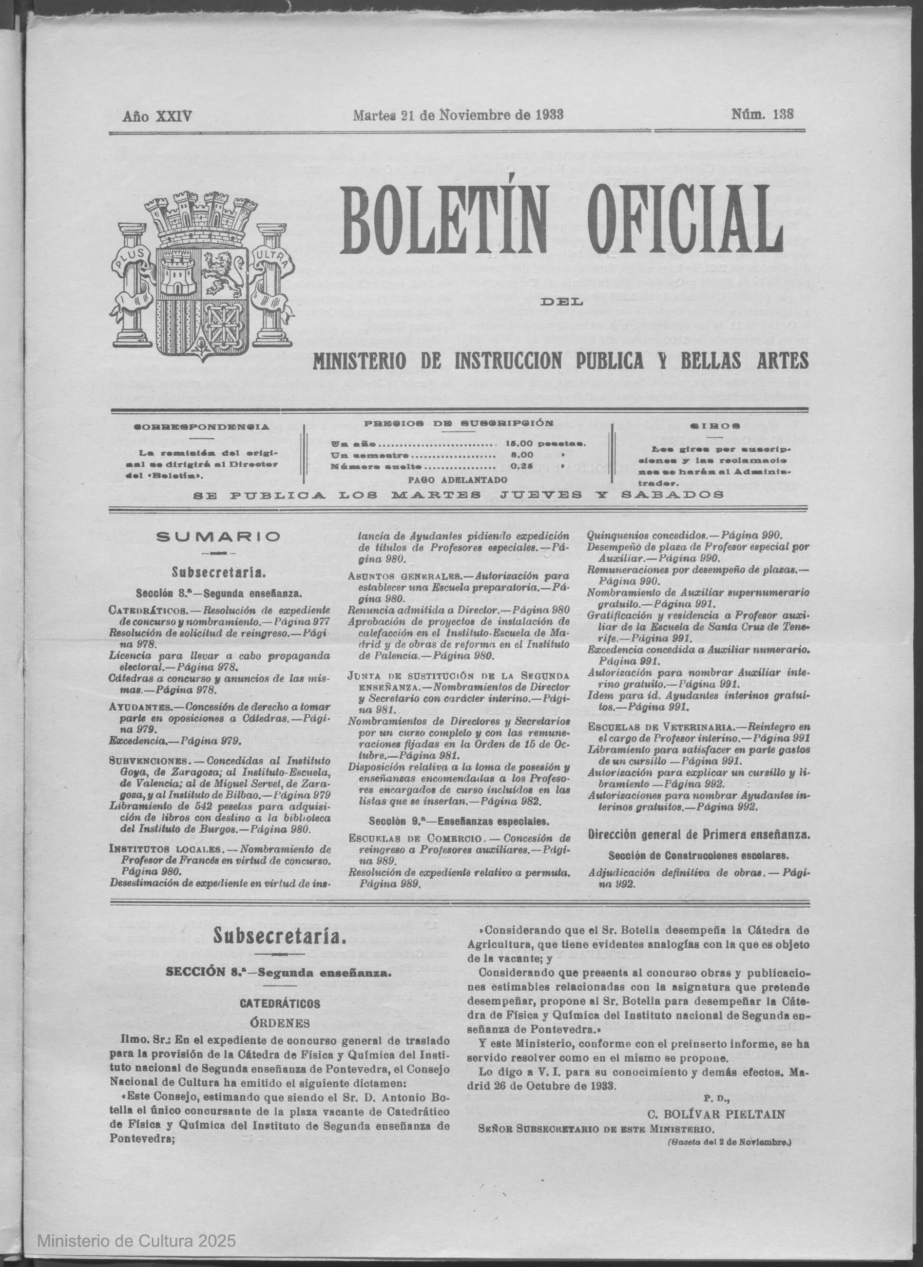 Cabecera y sumario · sin número impreso visible